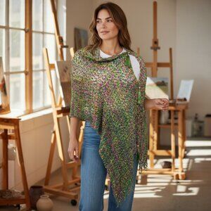 Green Taupe Purple Poncho Vest Scarf Adjustable …